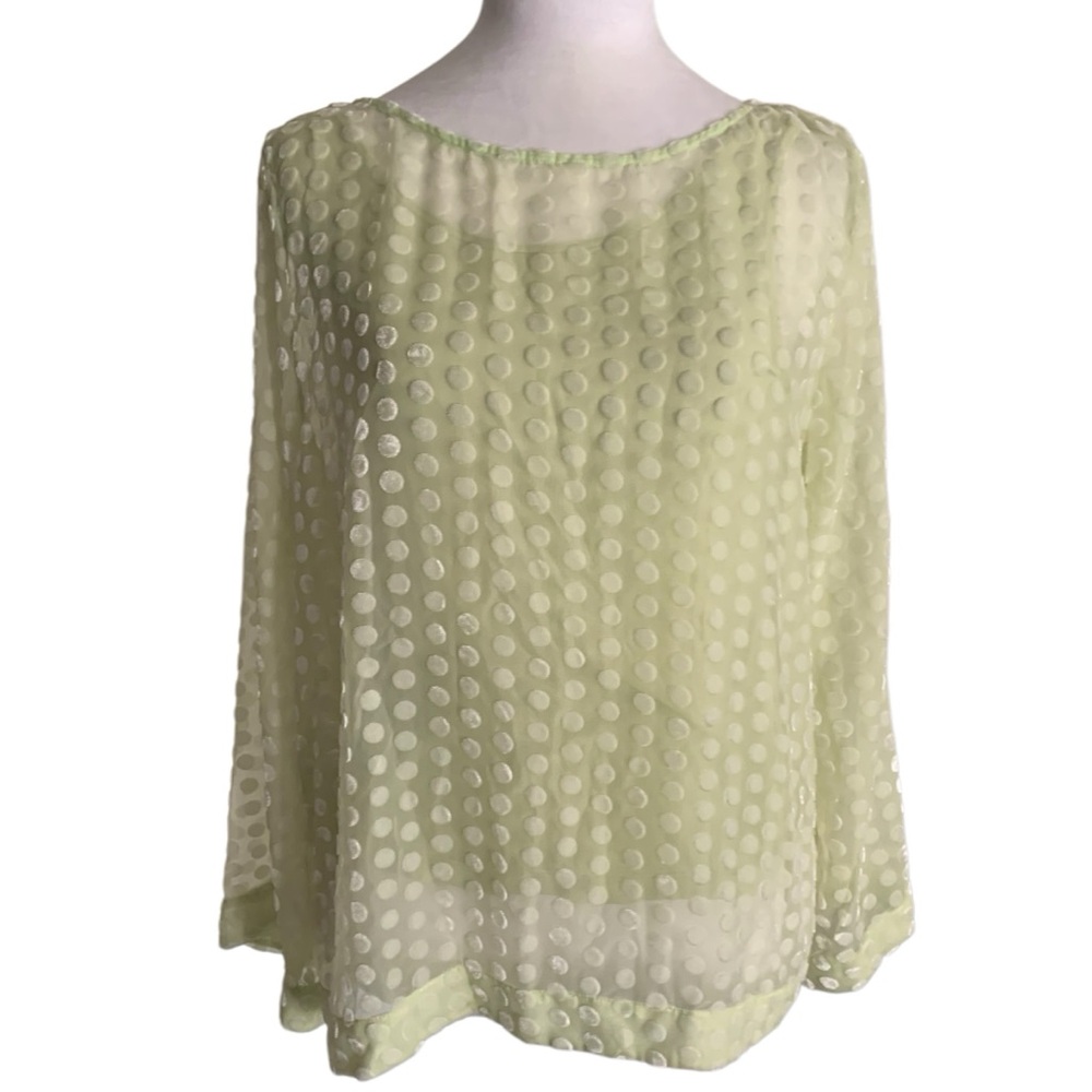 Soft Surroundings Medium Sheer Velour Polka Dot Blouse with Tank Layering